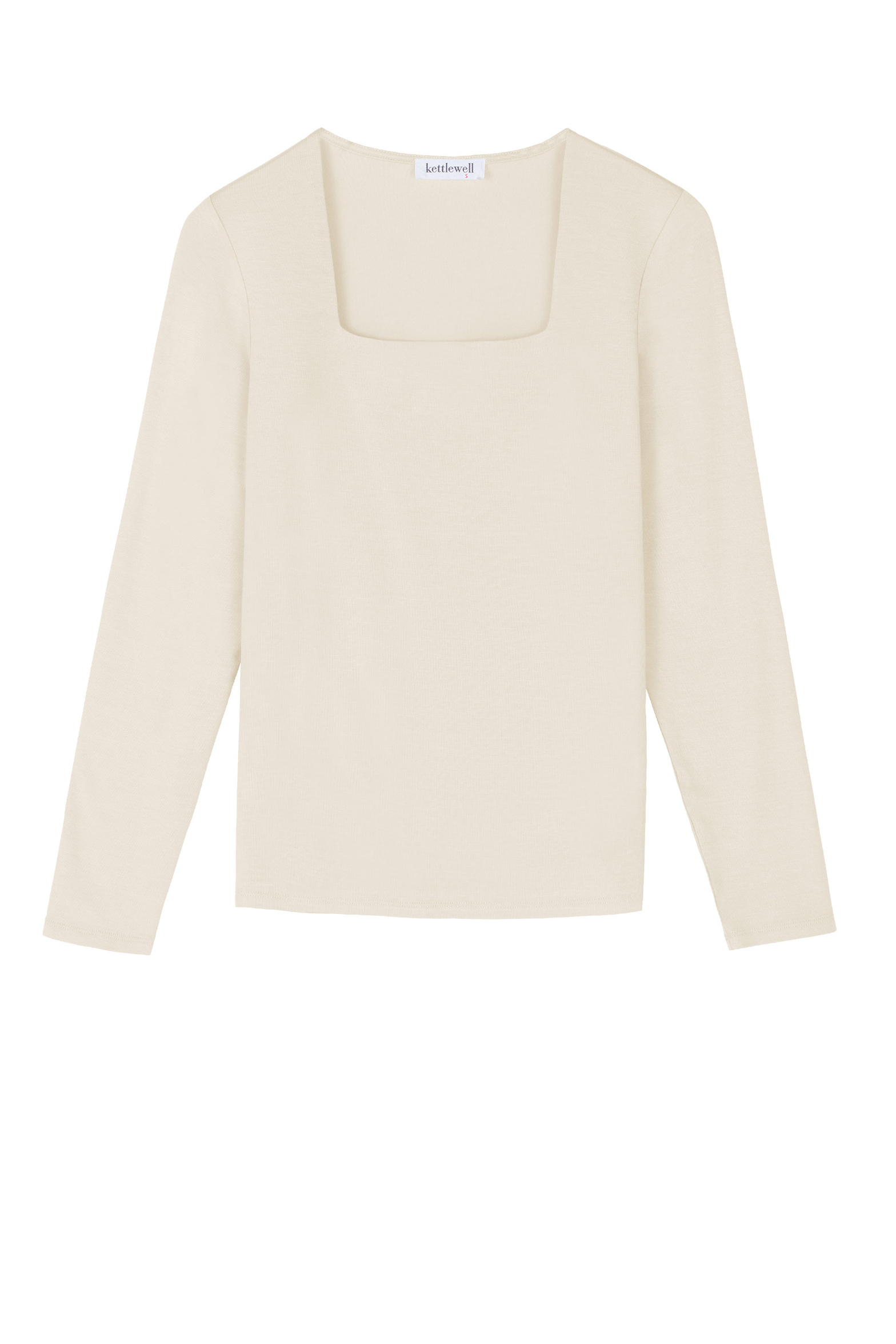 Cotton Square Neck Long Sleeve Top in White